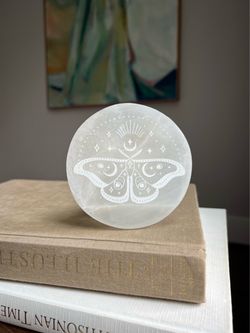 Luna Moth Selenite Disk ( D4” ) firm on price