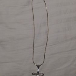 Silver 22" Chain With Big Cross Pendant