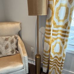 Modern Gold Floor Lamp – 64” Tall – Drum Shade