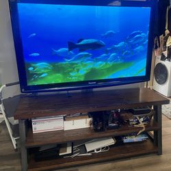 65” Panasonic Plasma HDTV W/Roku, TV Mount/Ent Ctr 