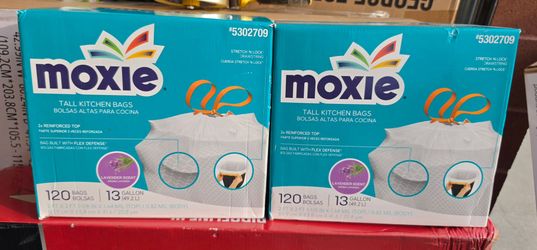MOXIE 13-Gallon Lavender White Indoor Plastic Kitchen Drawstring Trash Bag 120 -Count