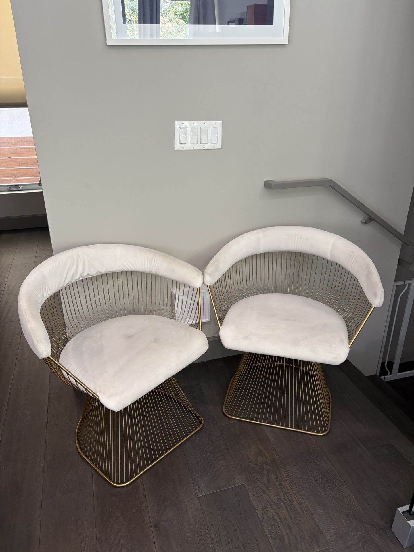 White Velvet Chairs With Gold Accents