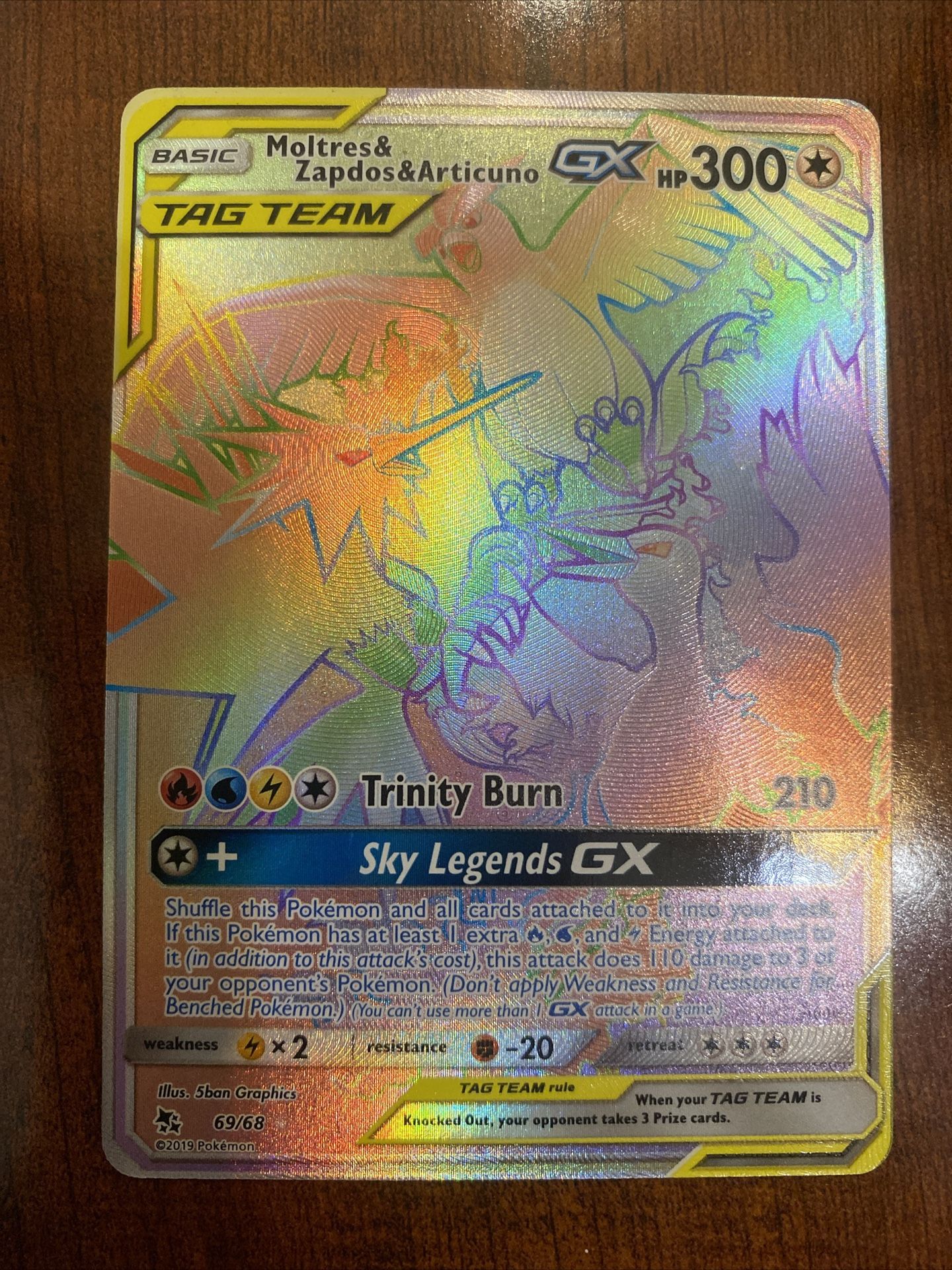 Pokemon Moltres & Zapdos & Articuno Tag Team GX Hidden Fates 69/68 Holo NM