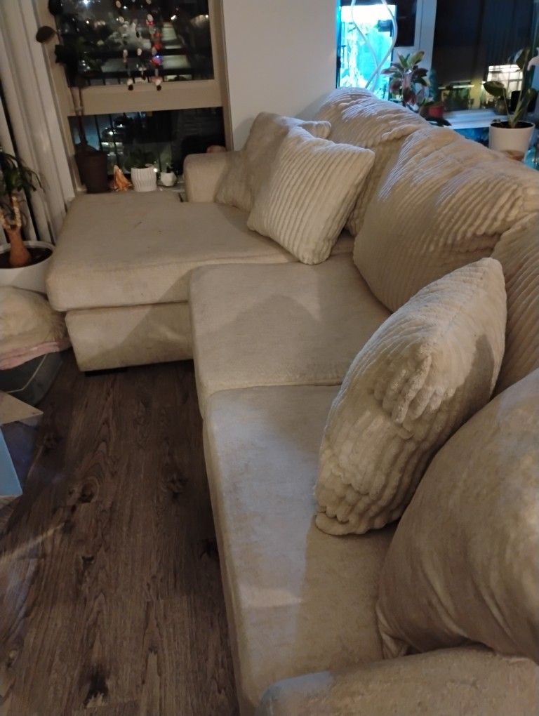 Beige Right L Shape Couch very Comfy 