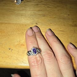 10k diamond and Deep blue tanzinite engagement ring