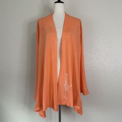 Dharma Trading Co Orange Open Front Giraffe Cardigan, Size S/M