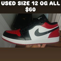 USED JORDAN 1 BRED TOE SIZE 12 $60