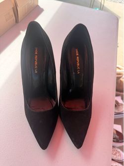 Shoe Republic LA Black Suede Pointed-Toe Pumps