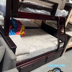 Triple Bunk Bed Cherry with Mattresses Colchones Nuevos 