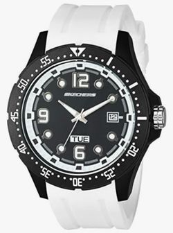 Skechers Men's 'The Harriman' Quartz Metal and Silicone Casual Watch, Color:White (Model: SR5070) waterproof