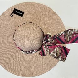 Floppy Fashion Summer Large Wide Brim Foldable Straw Hat Pink