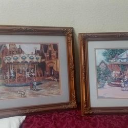 2 Beautiful  Sandi LeBron Carousel prints in or ate gold frames