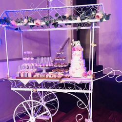 Vintage White Metal Candy/Dessert Cart