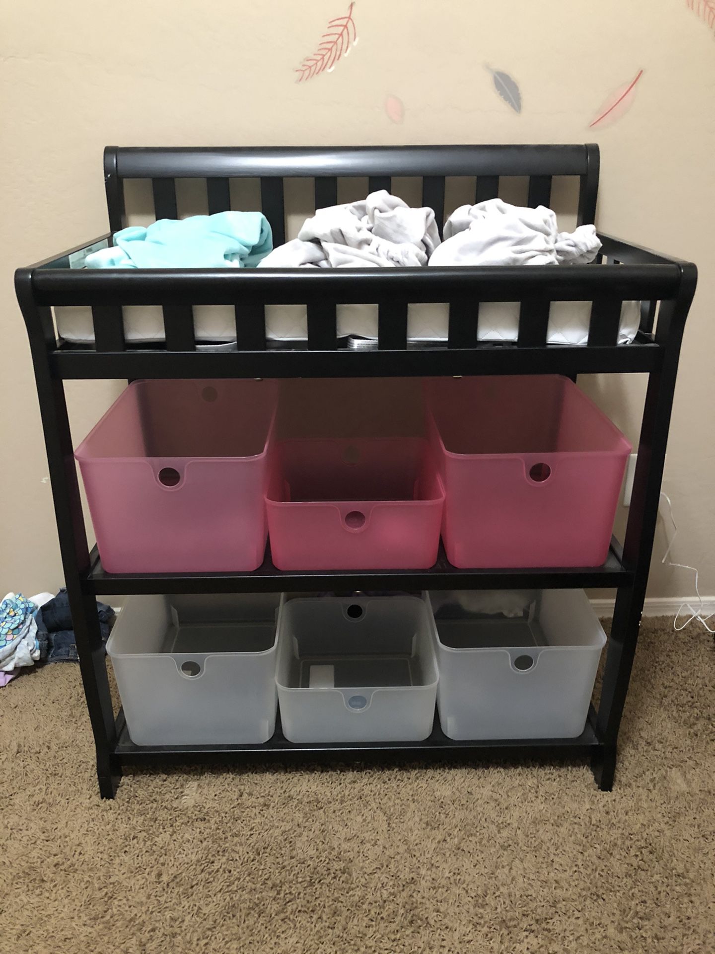 Delta baby black changing table w/extras