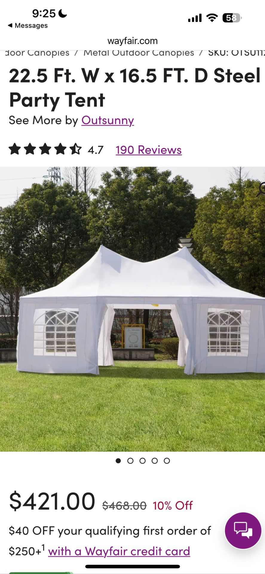 Outsunny Steel Party Tent