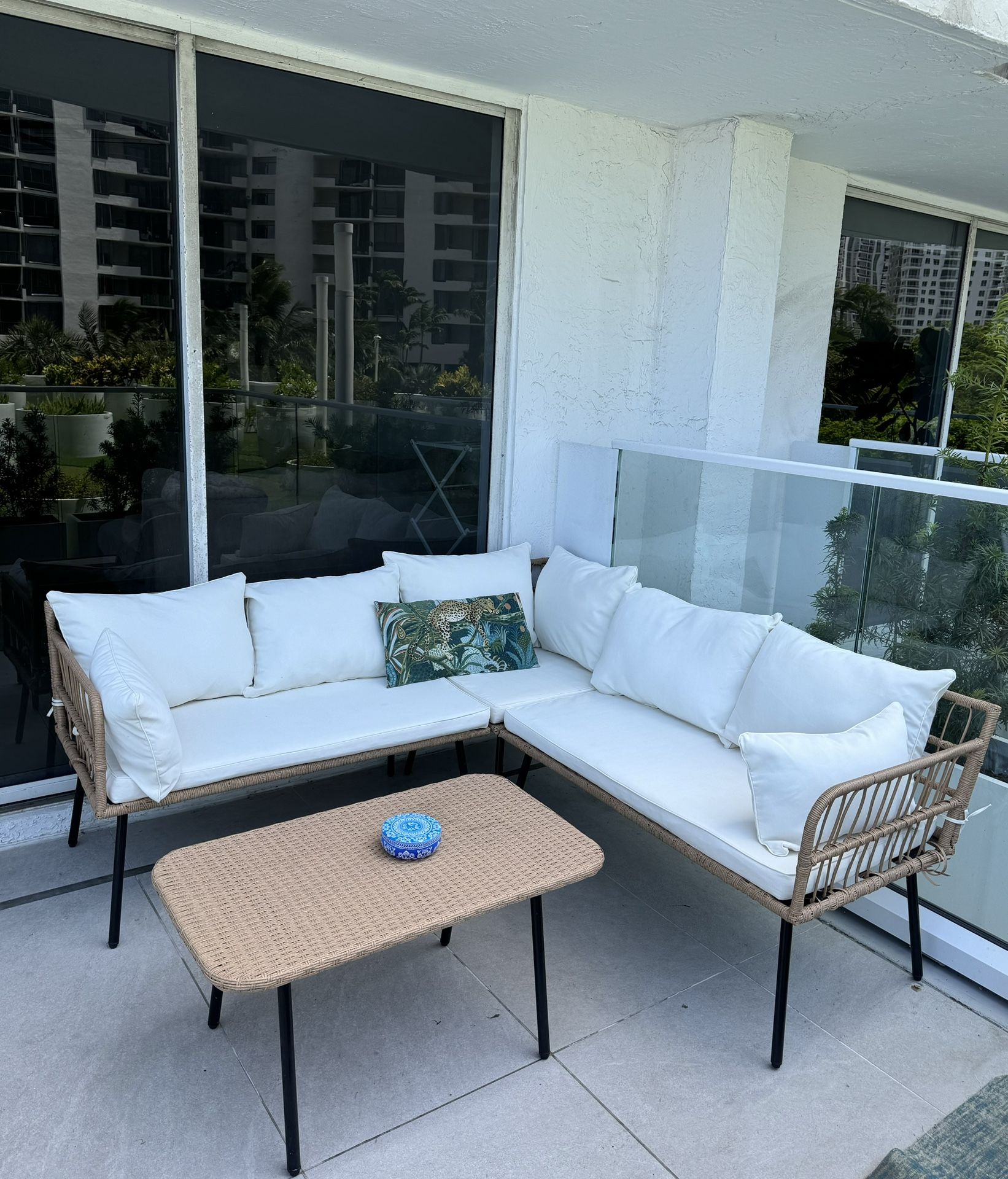 Modern Patio Sofa & Table - Bohemian Wicker