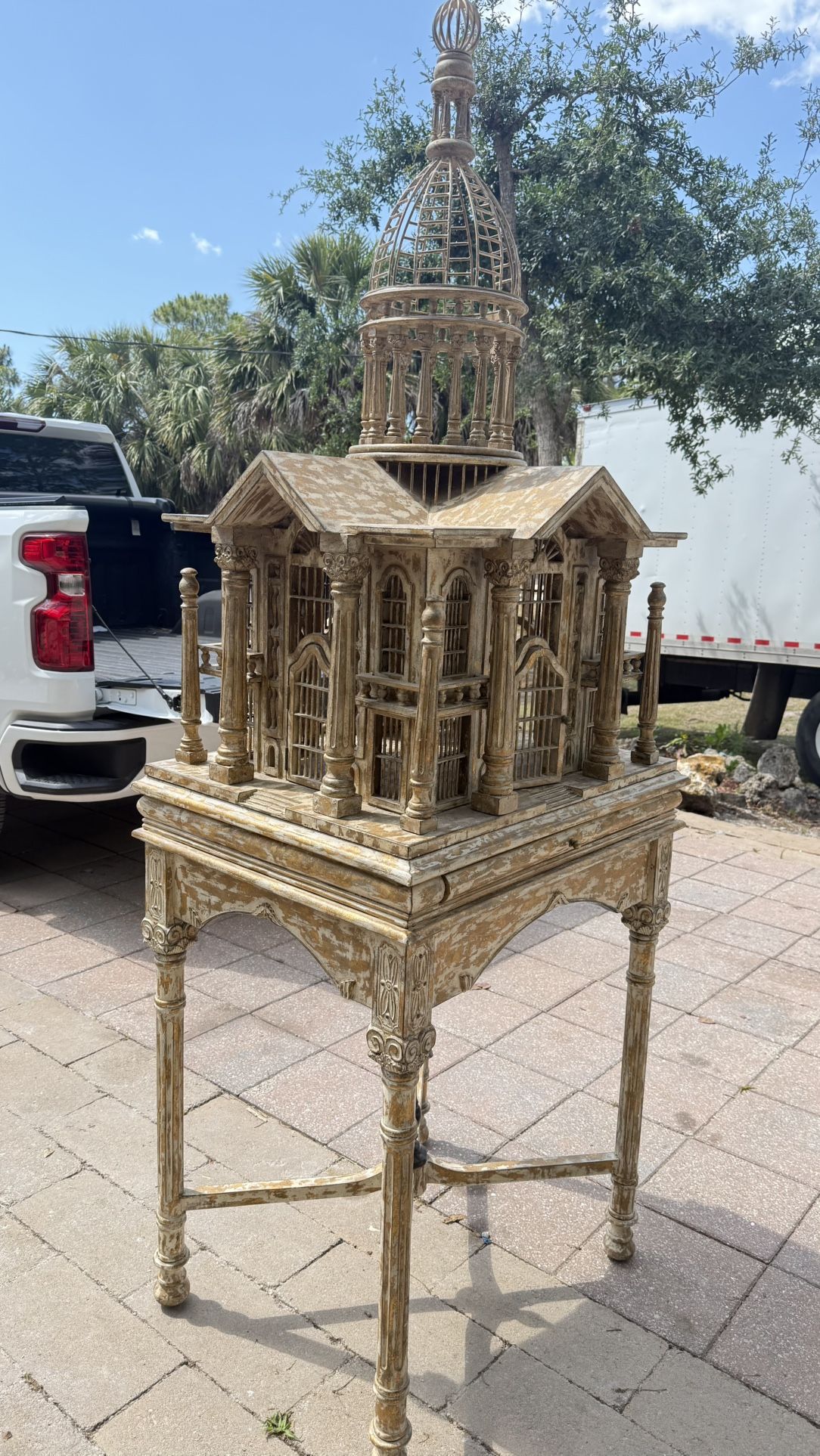 Casa Padrino Baroque palace Bird hand carved from mahogany H250cm - aviary bird cage antique style