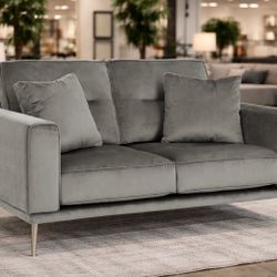 Modern Gray Loveseat 