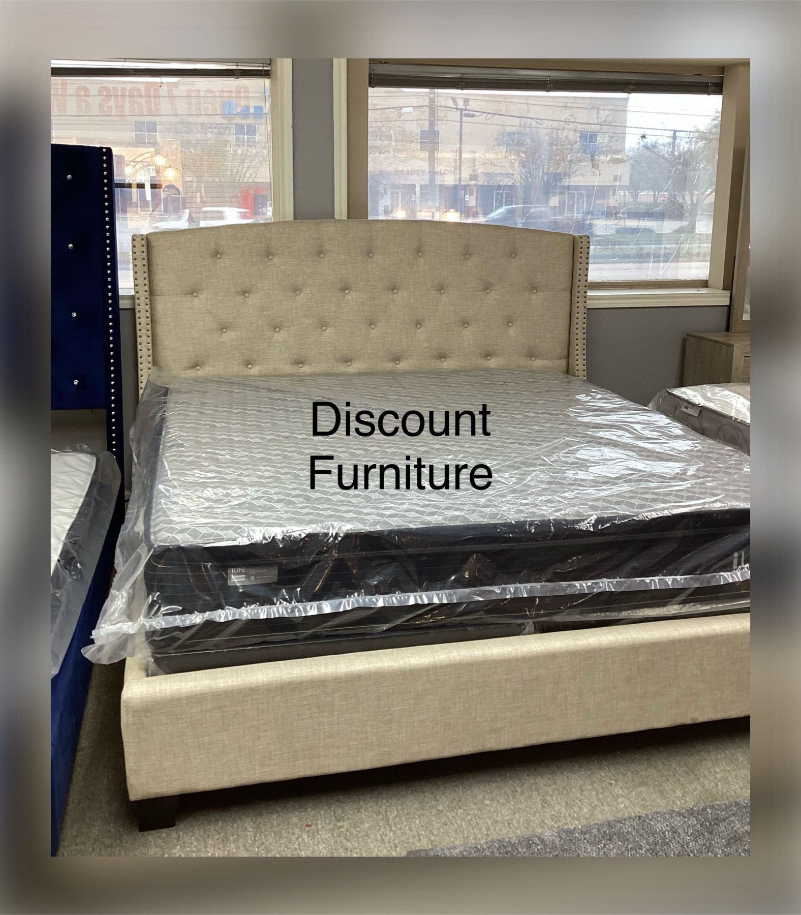 King Size Bed With Pillow top Mattress Set SALE