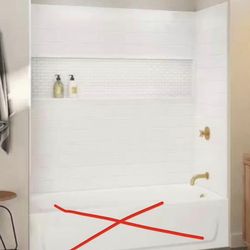 Brand new 60x30” direct to stud bathtub surrounding walls
