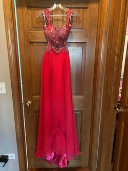 Red Beaded Formal Prom Gown