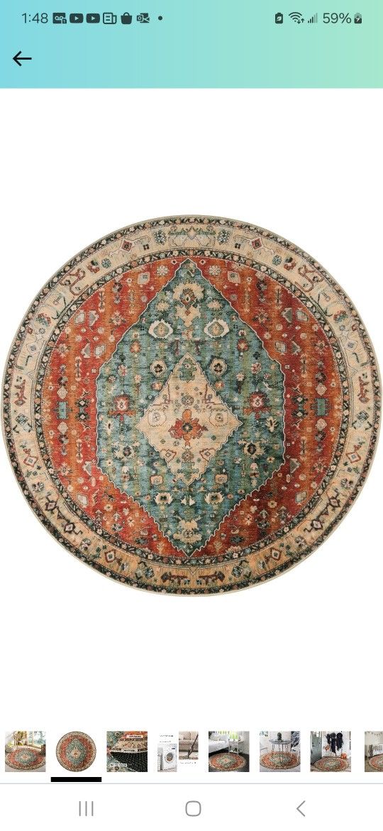 Lahome Boho Tribal Round Rug - 4Ft Soft Bedroom Round Area Rug Entryway Foyer Throw Mat Washable Non-Shedding Non-Slip Sofa Carpet for Nursery Living