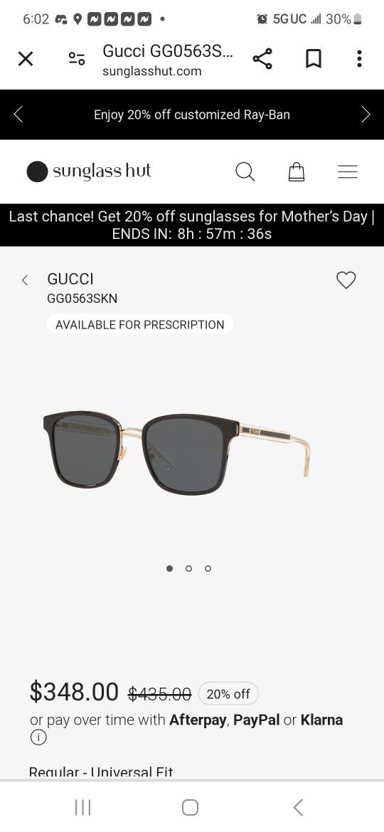 Gucci Sunglasses Black, Clear & Gold