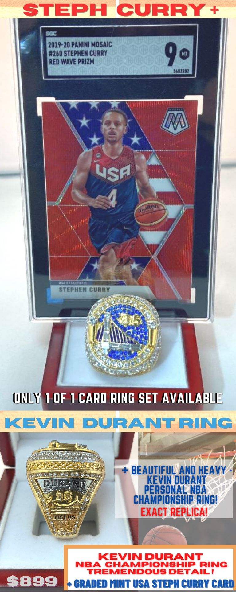 Steph Curry KD Kevin Durant Combo Set Gem Card and NBA