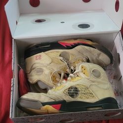 Off-White x Air Jordan 5 Retro SP "Sail" sneakers.