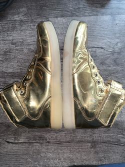  shiny gold high top sneaker tennis athletic shoe