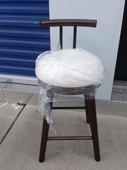 Dark Wood Bar Stool with Cushioned Seat
