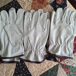 3 Pairs -  Leather Gloves- Large