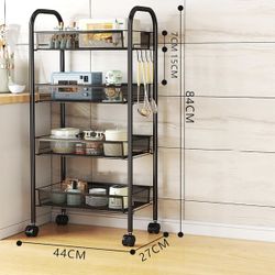 Storage Cart Mobile Shelving Unit Organizer,Slide Out Storage Rolling Utility Cart Tower Rack for Kitchen Bathroom Laundry, Snack Shelf Organizer (Col