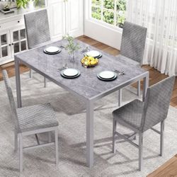 Brand New Gray Dining Room Set With 4 Chairs 