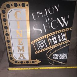 Enjoy the Show Cinema 24 by 24 Inches Movie Wall Sign