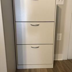 Modern White Shoe Cabinet – Space Saving Storage (Assembled)