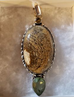 Picture Jasper Amethyst Sterling Pendant