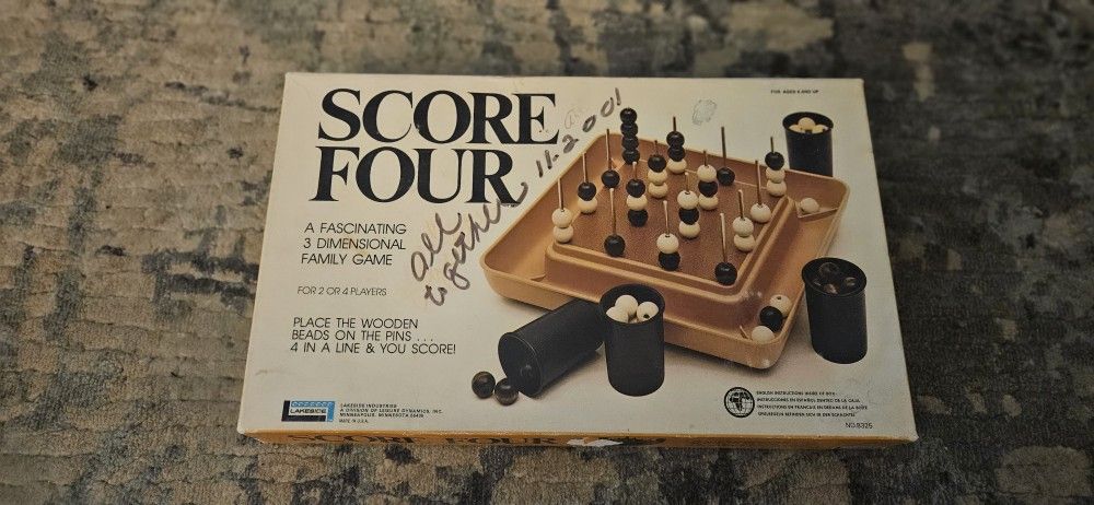 Score Four 3-D Board Game by Lakeside (1974) No. 8325 - 100% Complete Exc. Cond!