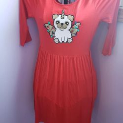 NWT Christmas 🎄 Holiday Justice Size 14/16 Dog Pugicorn Red Dress