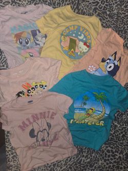 Graphic Tees 5 shirts are 4t and the my little pony is a 5t, 4 $ each