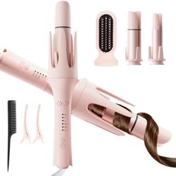 3 in 1 Multifunctional Hot Tool, Automatic Curling Irons with 2 Ceramic Barrel(1", 1.25") & Hair Straightener Brush, Hair Curler & Straightening Comb 