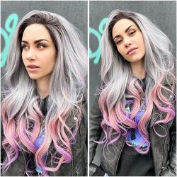 Gray Pink Beauty Full Lace Front Wig