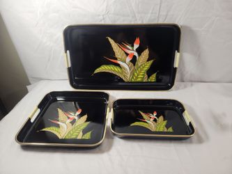 Bird of Paradise Serving Trays - Set of 3 Hard Plastic