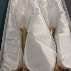 Set of Gold Champagne Flutes