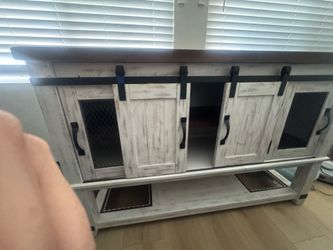 Buffet Cabinet, Kitchen Sideboard Storage Cabinet, Farmhouse Coffee Bar Cabinet for Dining Room, White & Brown
