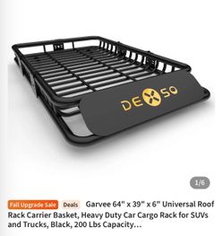 64" x 39" x 6" Universal Roof Rack Carrier Basket, Heavy Duty Car Cargo Rack for SUVs and Trucks, Black, 200 Lbs Capacity