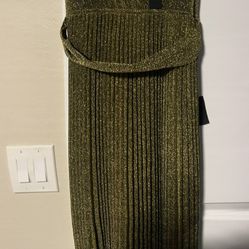Gold Metallic Pleated Maxi Dress
