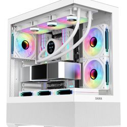 New in a sealed box SAMA PC CASE ATX 3 x 120mm ARGB Fans (2 × MB Side, 1 x Rear) Pre-Installed, USB 3.0 Mid Tower Computer Case with Dual Tempered Gla