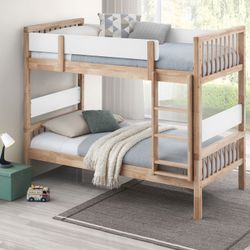 Wood Twin Over Twin Bunk Bed Natural 