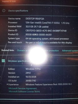 laptop dell inspiron3520 I7-1225, 32 gbram, 1Tssd - $300 (rosemead)